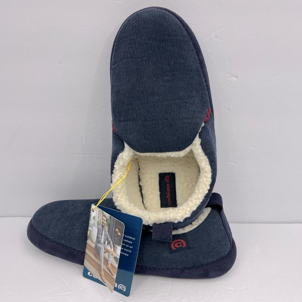 COBIAN JACKSON MEN’S SLIPPERS, WITH FAUX FUR INSIDE, NAVY BLUE, US SIZE 8, EU40